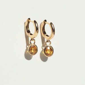 Orange Sapphire Huggie Drop Earrings - Macha Studio (greenpoint)